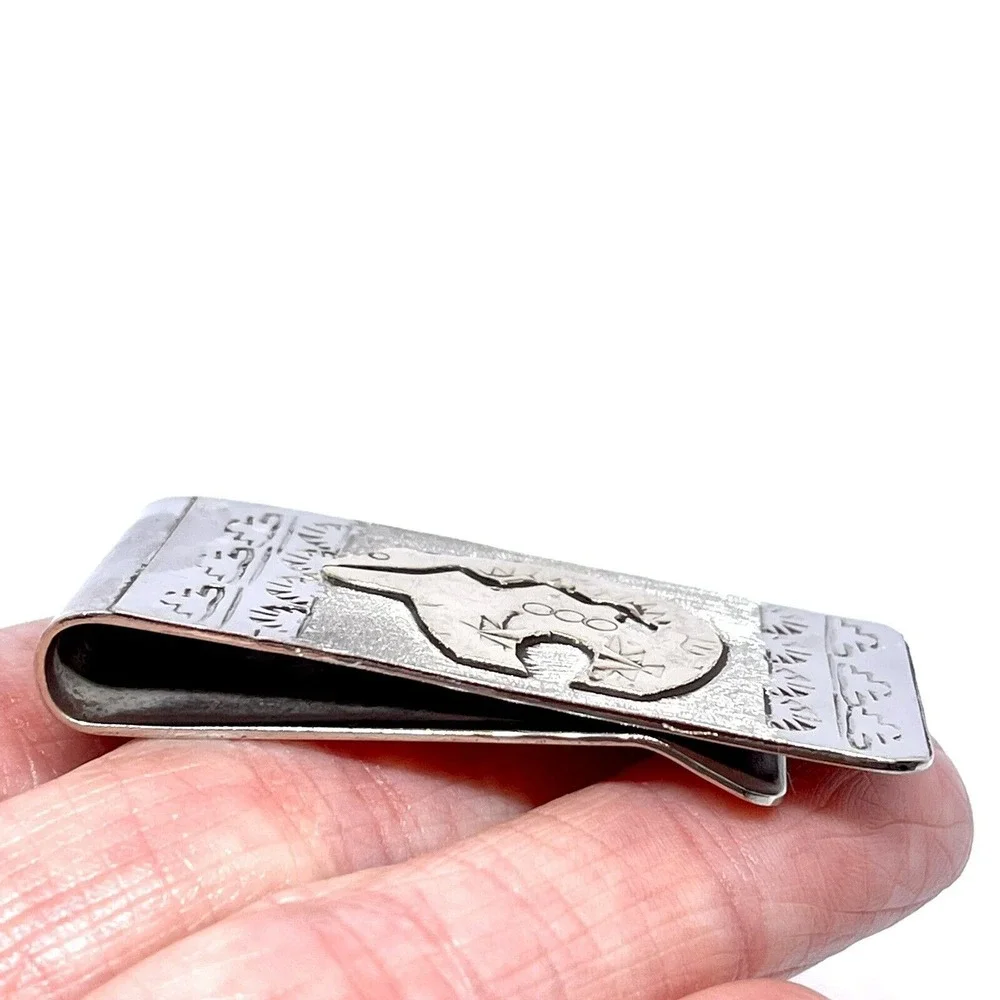 Bear Money Clip 2in Mens‎ Gift Navajo Stamped Jones Handmade USA Native Amer